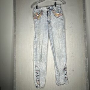 VTG Golden Star Colorfully Lined Patterns High-Waisted Jeans | EST Size: ~28x25